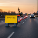 Tan High-Performance Diversion Sign 1050 x 750mm Cone Sign (Double Cone)