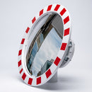 900mm diameter convex traffic mirror Polymir red white frame (view 2)