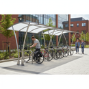 Gray Premium Cycle Shelter with Clear PETG Roof - 2m to 5m Extension Bays