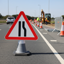 Light Slate Gray Premium Road Narrows Right Triangle Cone Sign - 750mm Height