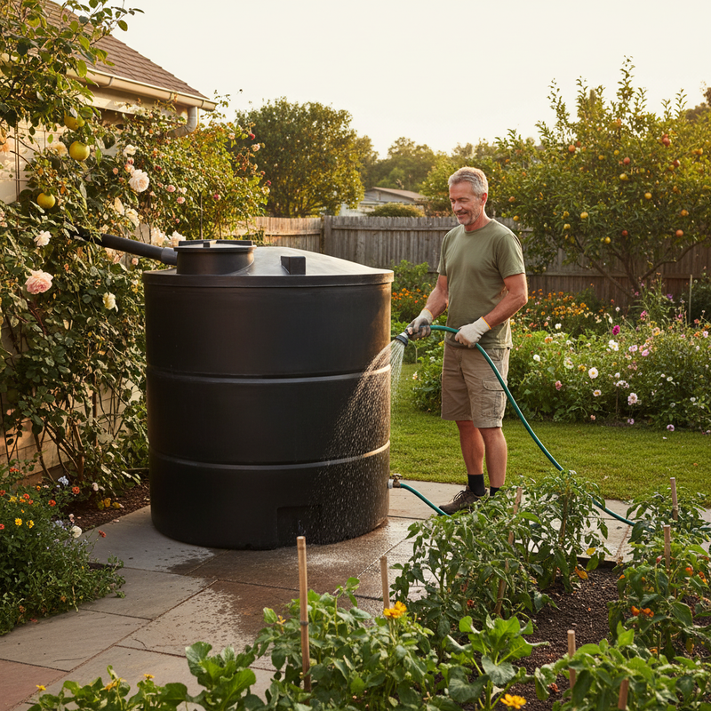 Dark Olive Green Tall 10,000 Litre Non-Potable Cylindrical Storage Water Tank - Premium