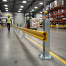 Dark Sea Green Heavy Duty Bolt Down C Section Post with 200mm Square Base Plate for Industrial Barriers and Safety Applications