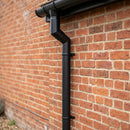 76mm Diameter Flush Joint Aluminium Downpipe Bends — RAL 7021 / 112.5 Deg (in use)