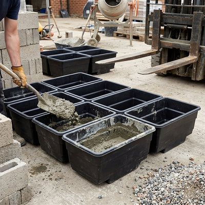 300 Litre Ribbed Mortar Tub – Recycled Plastic, Forklift-Compatible, 10 Pack