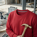 Cotton Blend Crew Neck Work Sweatshirt - Chili Red