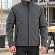 Softshell Work Jacket with Pre-Bent Sleeves - Steel Grey/Black