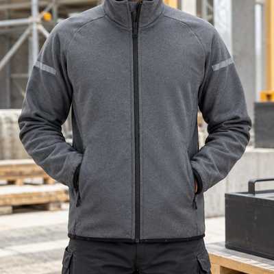 Fleece Work Jacket with Brushed Interior - Steel Grey/Black