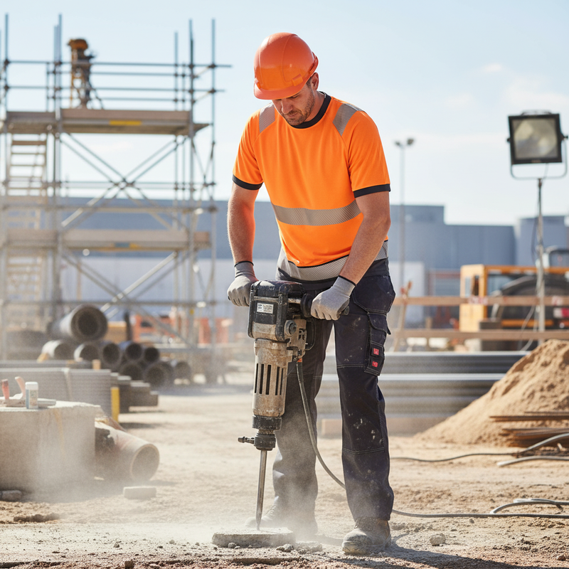 Gray Premium Hi-Vis Two-Tone Short Sleeve T-Shirt - Orange and Black