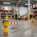 Light Slate Gray Premium Retractable Barrier Main Unit - 9 Metre High Visibility Tape