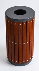 50 Litre Open Top Hardwood Waste Bin – Steel Frame & Sapele Wood (view 2)
