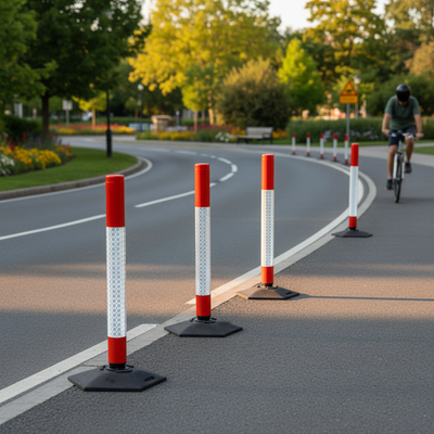Portable Self-Righting Cylinder Delineator Post for Traffic Control