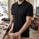 Classic Cotton-Polyester Polo Shirt with Knitted Collar - Black