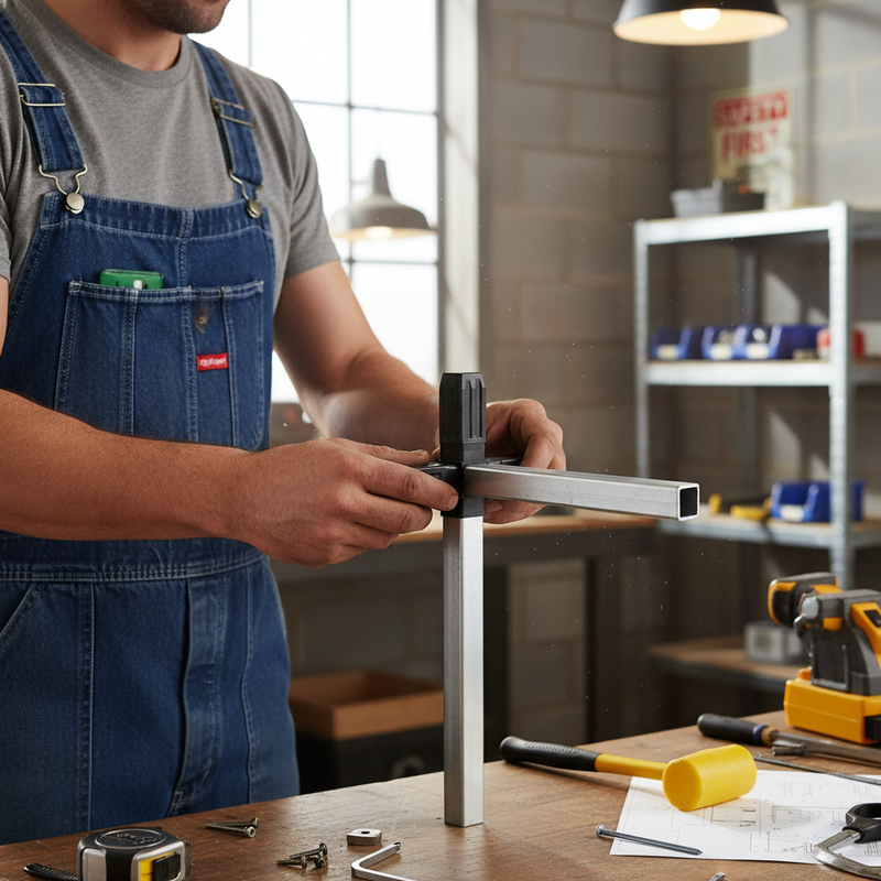 Dark Slate Gray Premium 4 Way Joint for 25mm Square Tube System - Durable Plastic Connections