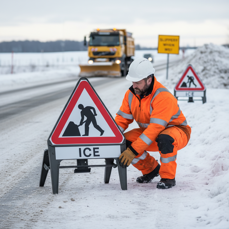 Light Gray Heavy Duty Ice Supplementary Plate 750mm Q-Sign for Traffic Safety