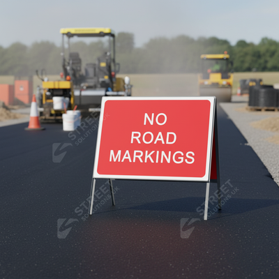 Premium No Road Markings Metal Sign Face 7012 - 1050 x 750mm