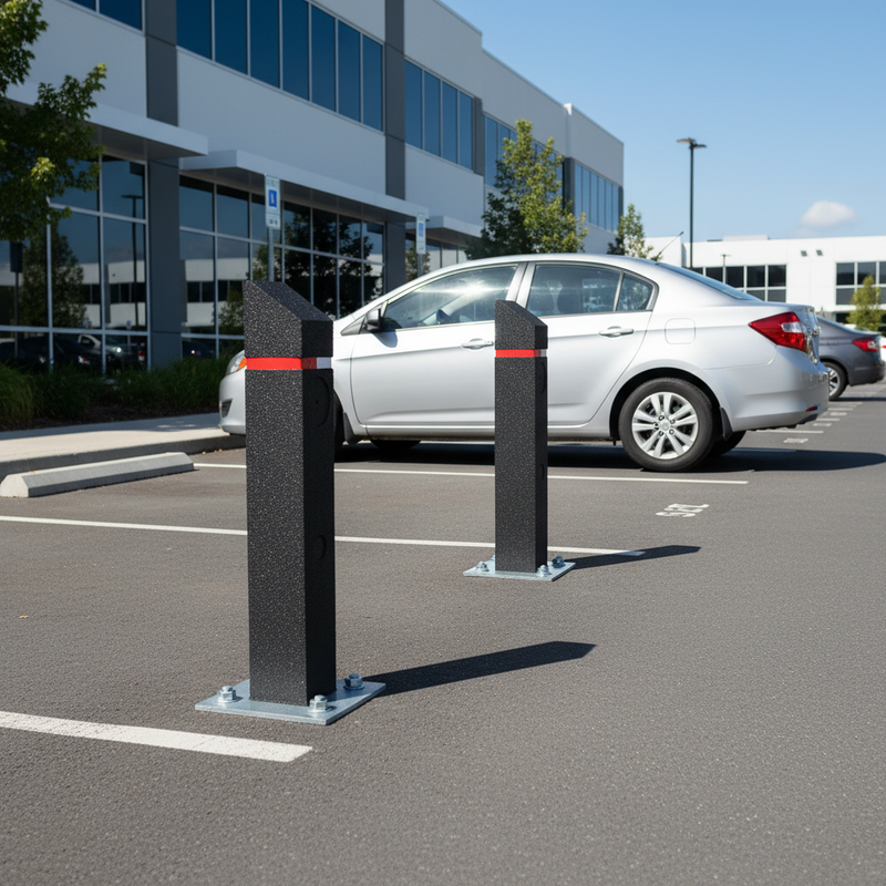 Light Slate Gray Premium Recycled Rubber Bollard with Pyramid or Sloped Head
