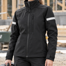 Women's Softshell Work Jacket with Windproof Collar - Black