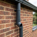 63mm Diameter Flush Joint Aluminium Downpipe Shoe — RAL 7016 (in use)