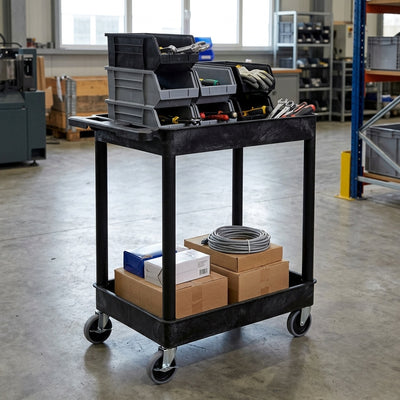 2-Tray Plastic Trolley 150kg Capacity – Non-Conductive