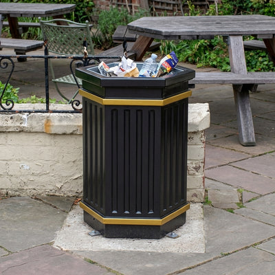 GRP Hexagonal Fluted Open Top Litter Bin - 84 Litre