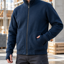 Heavyweight Cotton Blend Sweatshirt Jacket with High Collar - Navy (view 2)