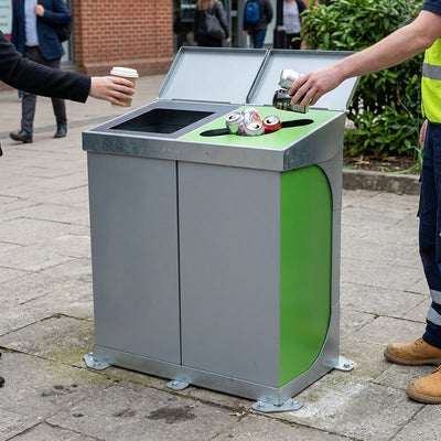 120-160L Double Recycling Bin Galvanised Steel