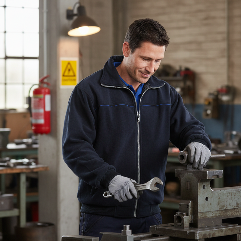 Dark Slate Gray Premium Micro Fleece with Full Zip Front - Navy Blue/Royal Blue