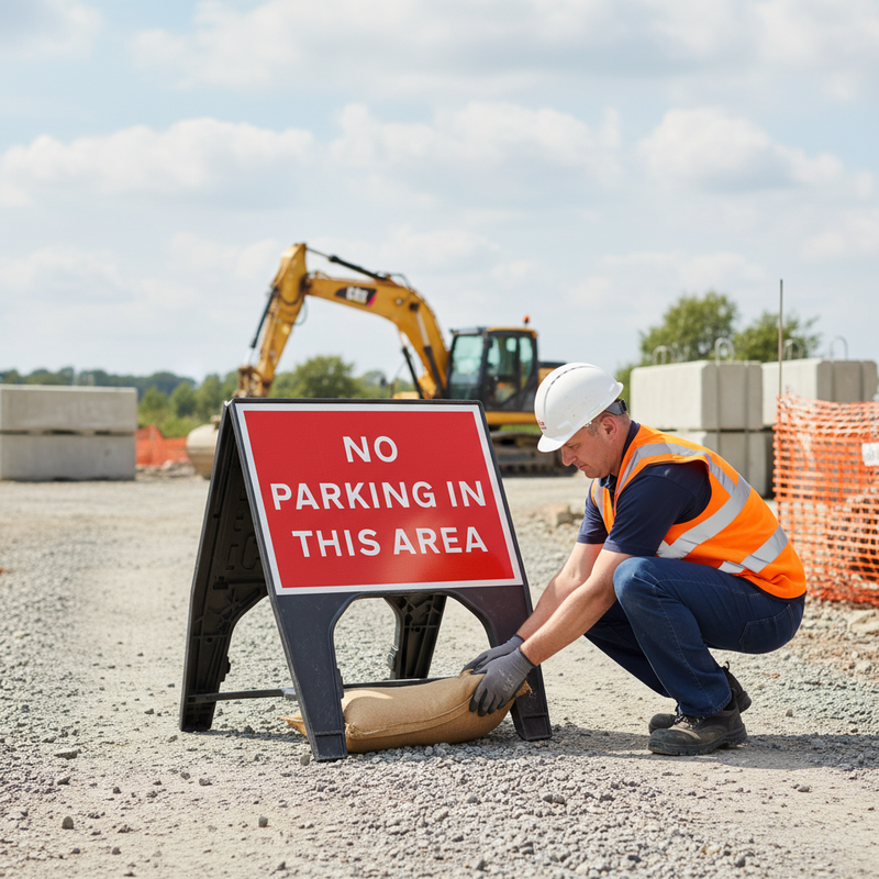 Light Gray No Parking In This Area Sign - 600 x 450mm Heavy Duty Design