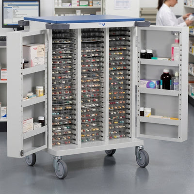 Double Door Unit Dosage Trolley – 69 Tray Capacity, Mild Steel