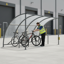 Gray Premium Cycle Shelter with Clear Roof & Integrated Bike Stands - 1m to 5m