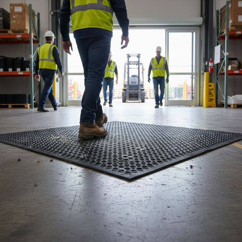 Dark Slate Gray Heavy Duty Rubber Entrance Mat with Honeycomb Design for Busy Areas