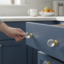 Premium Fluted Glass Cabinet Knobs - 10 Pack, 32mm Decorative Drawer Pulls with Durable Metal Base for Timeless Elegance