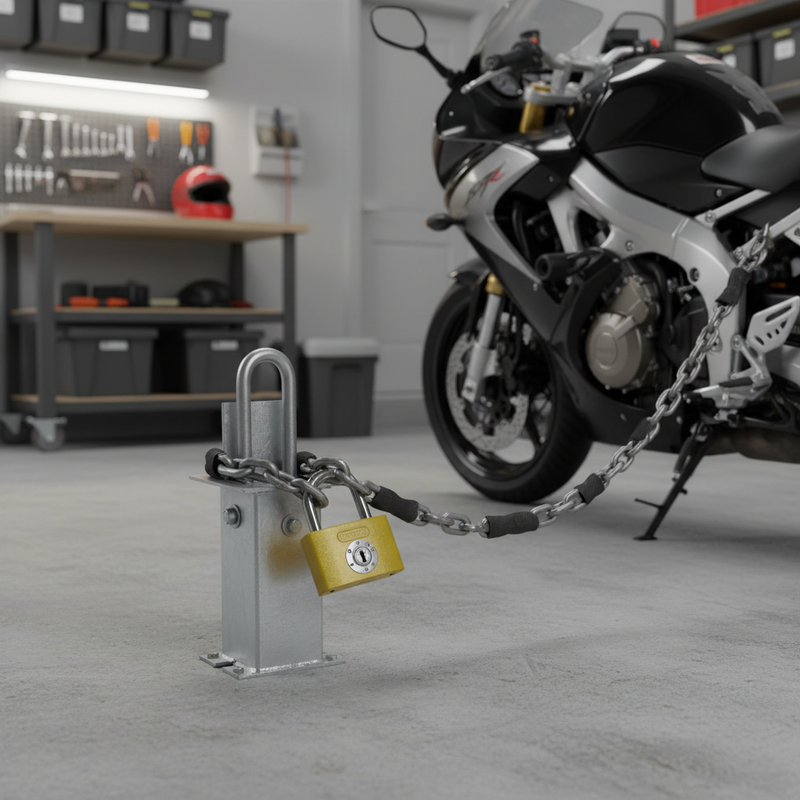 Light Slate Gray Heavy Duty Motorcycle Security Locking Loop - Concrete In