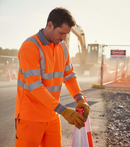 Gray High-Visibility Long Sleeved Polo Shirt in Orange for Safety