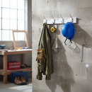 Premium 4-Hook Wall Mounted Coat Rack with White Board and Chrome Hooks - Compact 450mm Design for Entryways and Utility Spaces