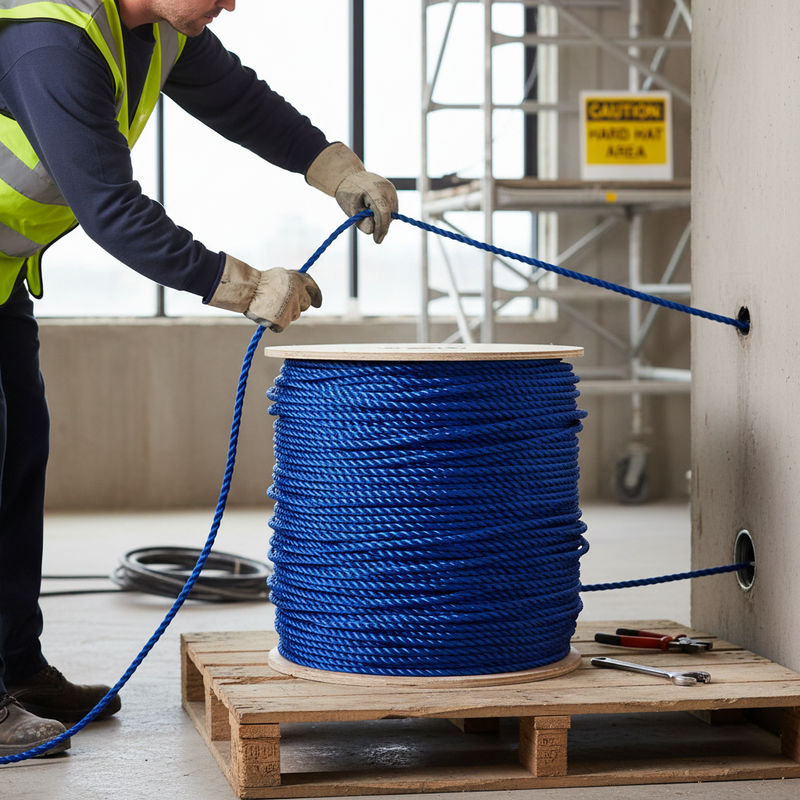 Dark Slate Gray Premium Blue Polypropylene Rope Drum - Strong and Durable
