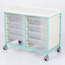 Steel Low Level Double Column Tray Trolley with 8 Small Drawers, 807mm Height (view 2)