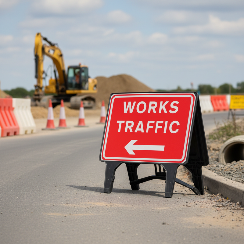 Dark Gray Heavy Duty Traffic Sign with Robust Design and Stability