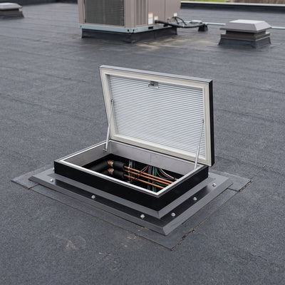 Manual Square Access Hatch 150mm Collar Mill Finish