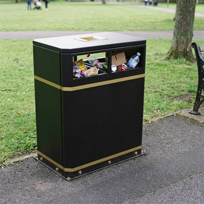 Dual Compartment Litter & Recycling Bin – 160 Litre Steel