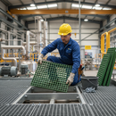 Dim Gray Heavy Duty Open Mesh GRP Grating - 25mm Thick for Industrial Use