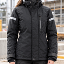 Women's Waterproof Insulated Work Jacket with Detachable Hood - Black