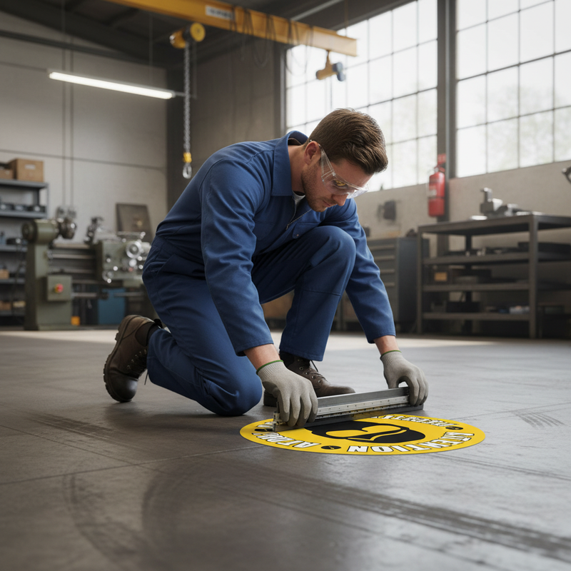 Dark Slate Gray Premium Attention Eye Protection Must Be Worn Floor Sign - 430mm Diameter