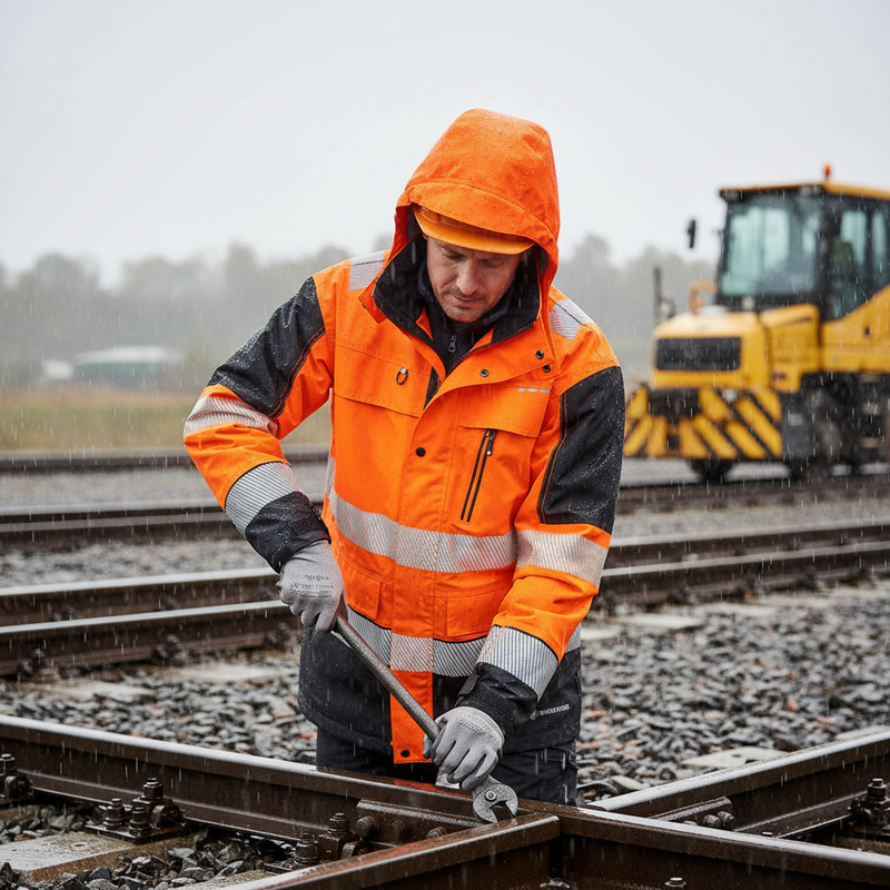 Gray Heavy Duty Two-tone Ripstop Breathable and Waterproof Rail Jacket