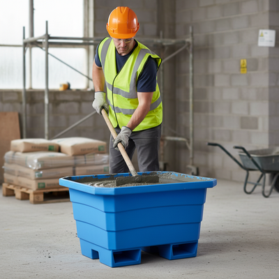 250 Litre Heavy Duty Fork Lift Mortar Tub with Enclosed Slots