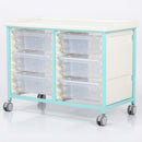 Steel Low Level Double Column Tray Trolley – 6 Deep Drawers, 807mm Height (view 2)