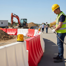 Gray Heavy Duty Water-Filled Safety Barrier for Construction Sites
