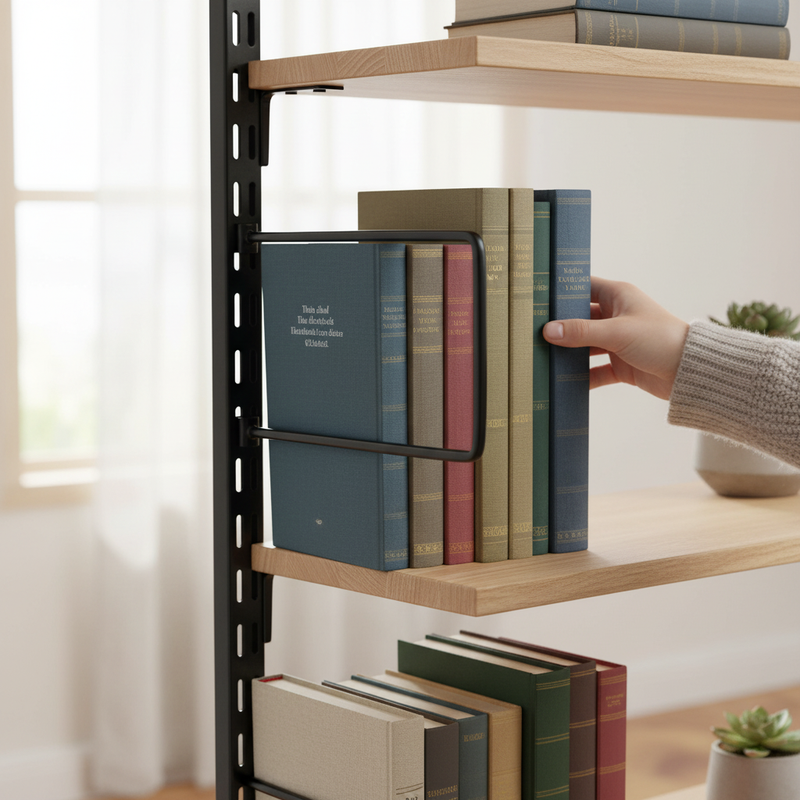 Gray Premium Twin Slot Flexible Bookends - Adjustable & Durable (Pair)