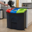 87 Litre Triple-Compartment Indoor Recycling Bin with Colour-Coded Lids