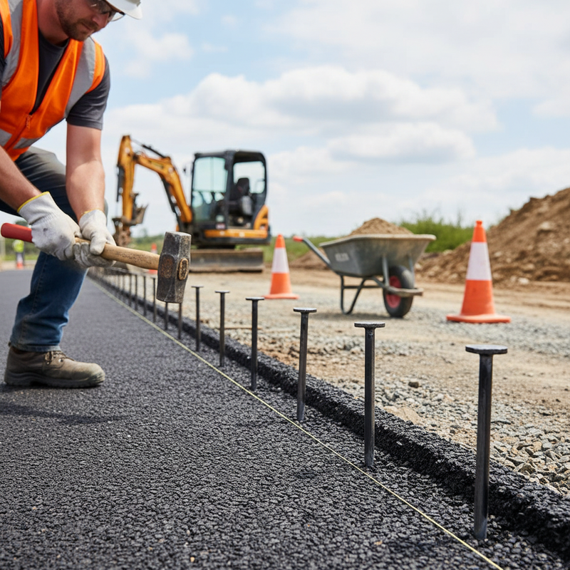 Light Gray Heavy Duty Steel Road Pins 20mm Dia x 450-1200mm Lengths